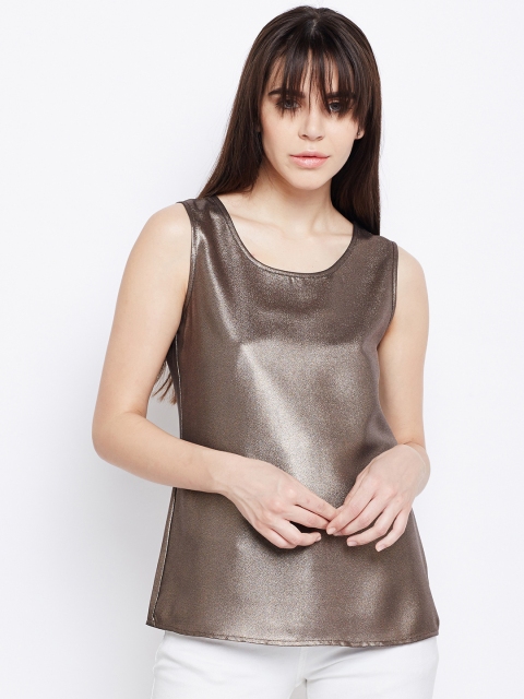 

Oxolloxo Women Bronze-Toned Solid A-Line Top