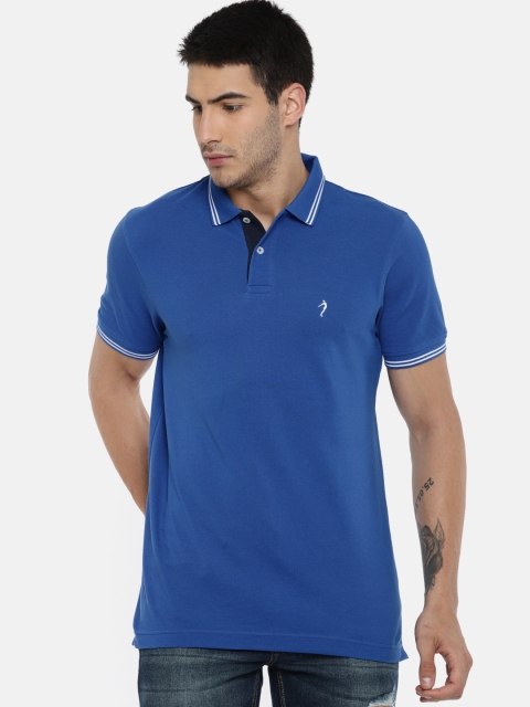 

Indian Terrain Men Blue Solid Polo Collar T-shirt