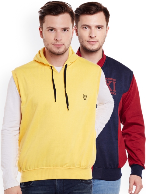 

VIMAL JONNEY Men Pack of 2 Sweatshirts, Yellow