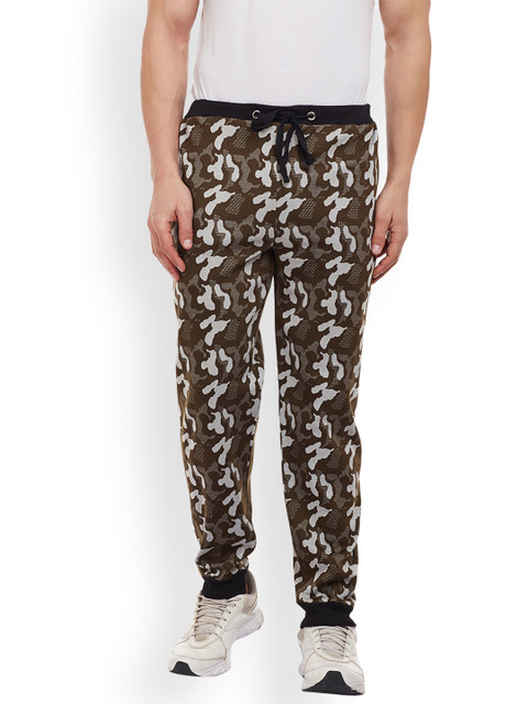 

VIMAL JONNEY Men Brown & Off-White Slim Fit Printed Joggers
