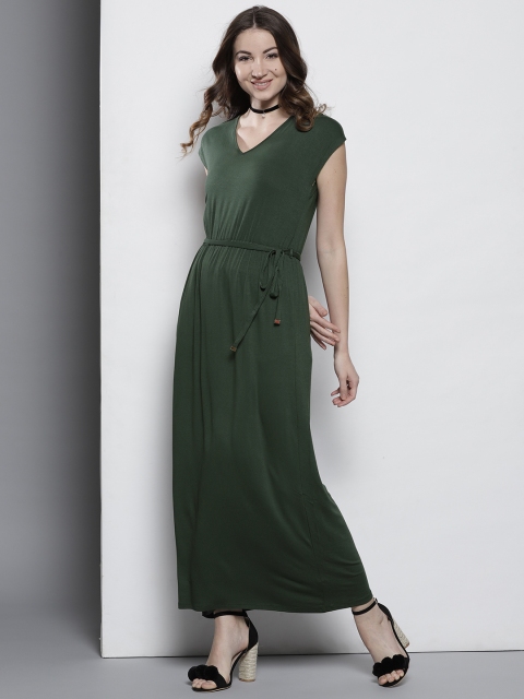 

DOROTHY PERKINS Women Petite Olive Green Solid Maxi Dress