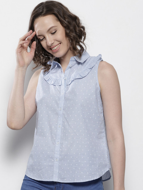 

DOROTHY PERKINS Women Blue Regular Fit Self Design Casual Shirt