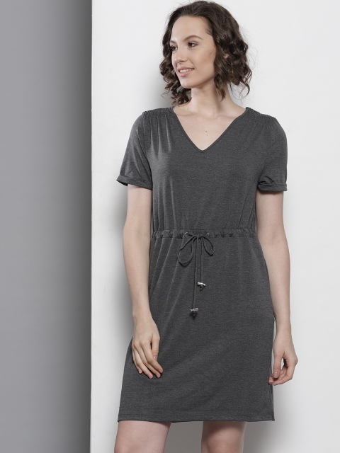 

DOROTHY PERKINS Women Charcoal Grey Solid A-Line Dress