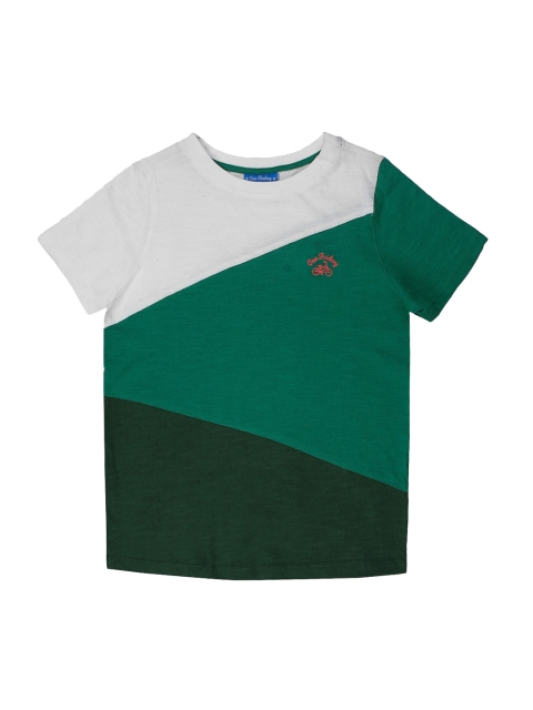 

One Friday Boys Green Colourblocked Round Neck T-shirt