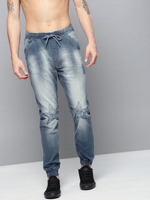 

Kook N Keech Men Blue Relaxed Fit Mid-Rise Mildly Distressed Stretchable Jogger