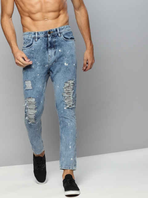 

Kook N Keech Men Blue Anti-Fit Mid-Rise Ripped Non-Stretchable Cropped Jeans