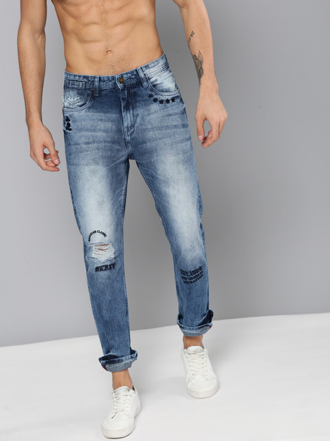 

Kook N Keech Disney Men Blue Regular Fit Mid-Rise Mildly Distressed Jeans