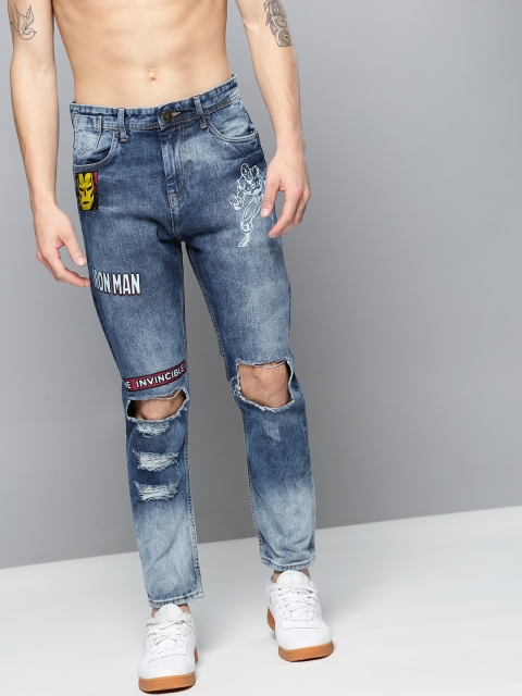 

Kook N Keech Marvel Men Blue Relaxed Fit Mid-Rise Highly Distressed Stretchable Jeans