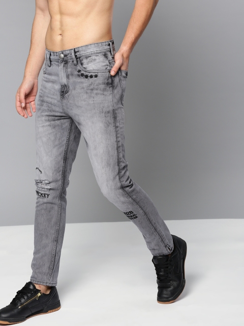 

Kook N Keech Disney Charcoal Grey Anti Fit Mid-Rise Mildly Distressed Stretchable Jeans