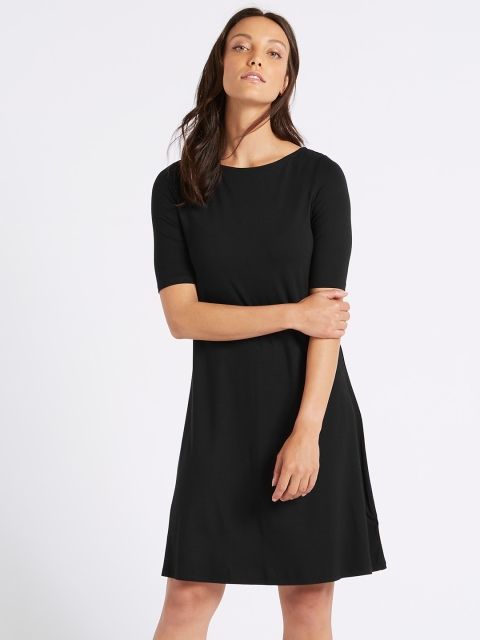 

Marks & Spencer Women Black Solid A-Line Dress
