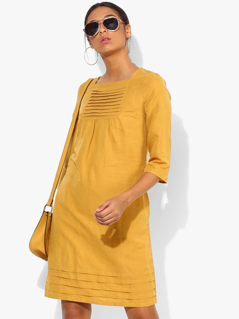 

Marks & Spencer Women Mustard Yellow Solid A-Line Dress