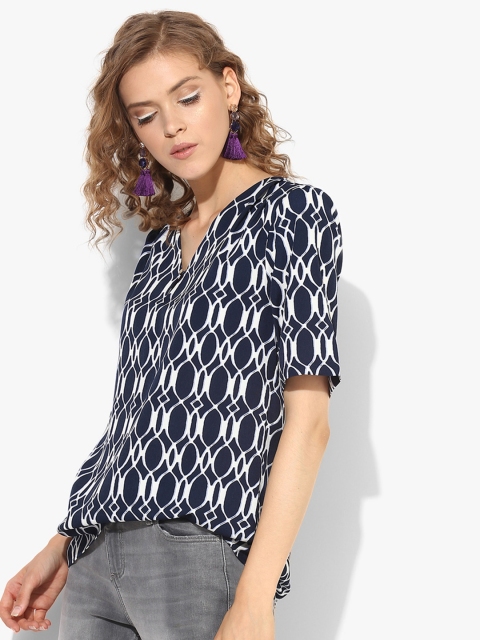 

Marks & Spencer Women Navy Blue & White Printed Top