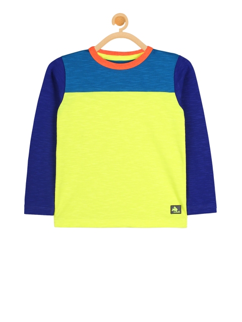 

Cherry Crumble Unisex Yellow Colourblocked Round Neck T-shirt