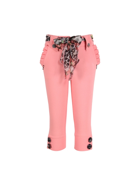 

CUTECUMBER Girls Pink Solid Regular Fit Capris