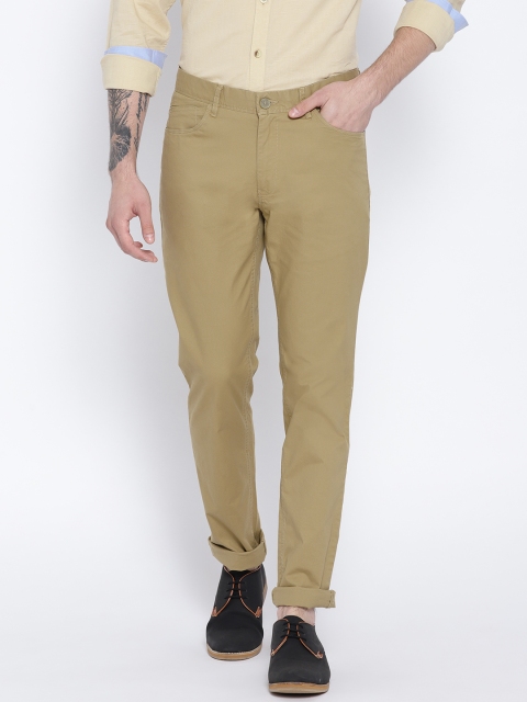 

John Players Men Khaki Slim Fit Solid Chinos