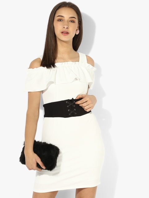 

Madame Women Off-White Solid Bodycon Dress