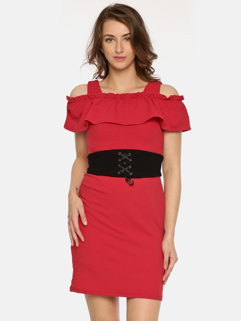 

Madame Women Red Solid Bodycon Dress