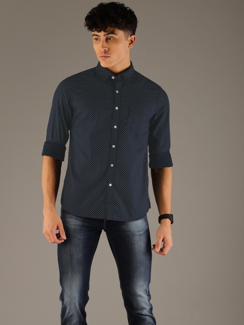 

Flying Machine Men Navy Blue & White Slim Fit Printed Casual Shirt