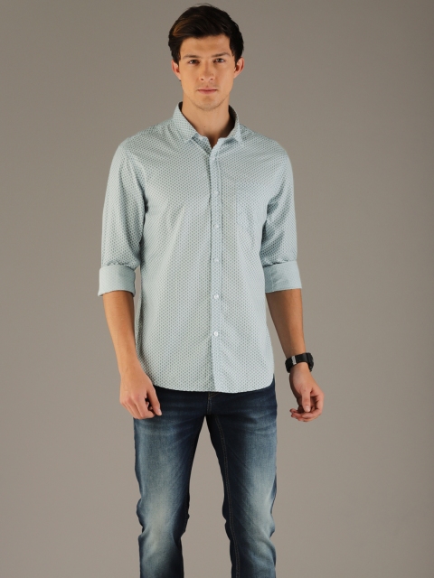 

Flying Machine Men Blue Slim Fit Printed Casual Shirt
