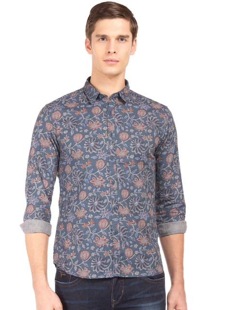 

Flying Machine Men Grey Slim Fit Printed Casual Shirt