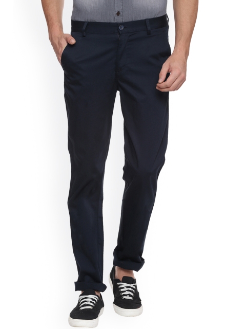

Peter England Men Navy Blue Slim Fit Solid Regular Trousers