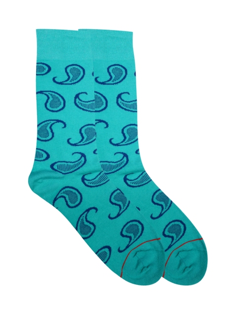 

Soxytoes Men Turquoise Blue Paisley Printed Socks