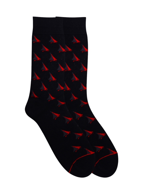 

Soxytoes Men Black, Maroon & Grey Printed Socks