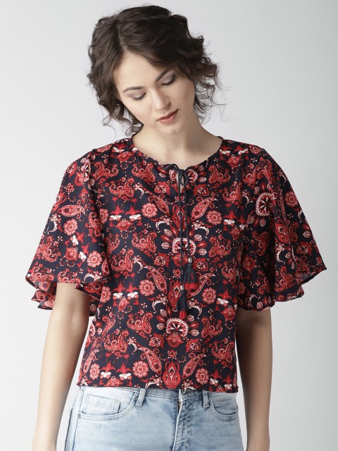

Style Quotient by noi Women Navy Blue & Red Printed Top