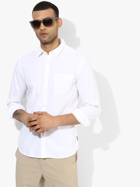 

Flying Machine Men White Regular Fit Solid Casual Shirt