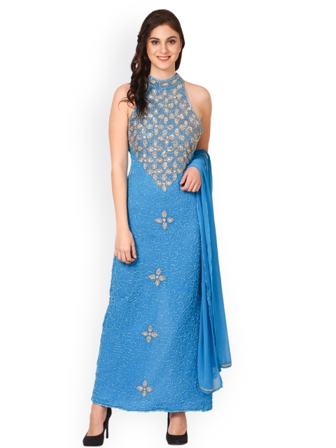 

Saadgi Women Blue Embellished Maxi Dress