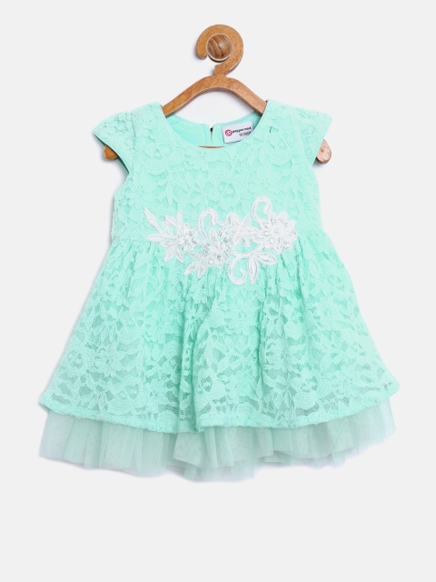 

Peppermint Girls Sea Green Lace Fit and Flare Dress