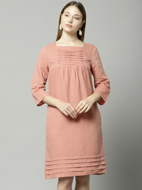 

Marks & Spencer Women Peach-Coloured Solid A-Line Dress