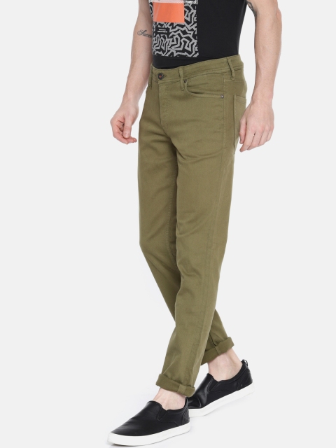 

Jack & Jones Men Olive Green Slim Fit Solid Coloured Jeans
