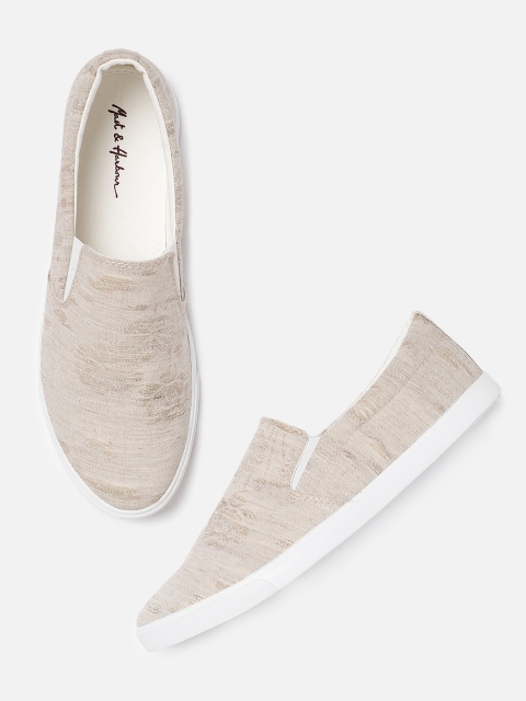 

Mast & Harbour Men Beige Slip-On Sneakers