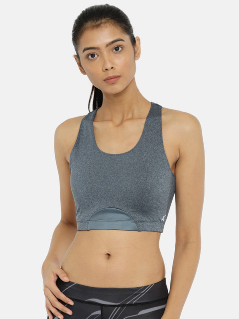 

HRX by Hrithik Roshan Grey Solid Lightly Padded Rapid Dry Medium Support Sports Bra
