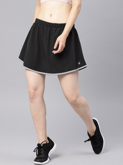 

HRX by Hrithik Roshan Women Black Layered Skorts with attached Running Shorts