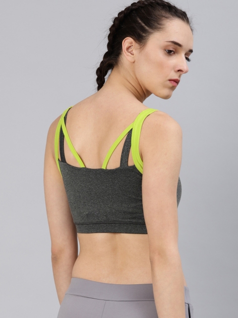 

HRX by Hrithik Roshan Grey Solid Non-Wired Lightly Padded Sports Bra