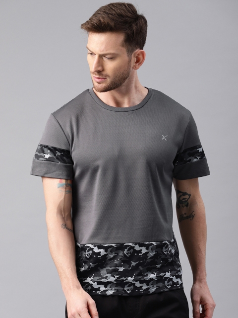 

HRX by Hrithik Roshan Men Grey & Black Printed Rapid Dry Round Neck Running T-shirt