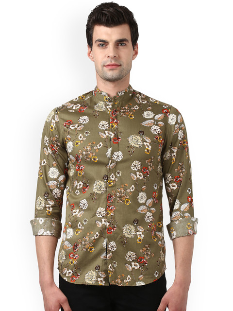 

ColorPlus Men Olive Green Regular Fit Printed Casual Shirt