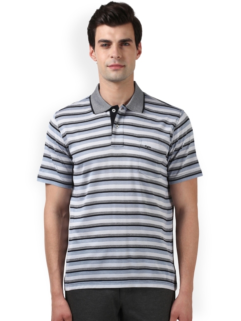 

ColorPlus Men Black Striped Polo Collar T-shirt