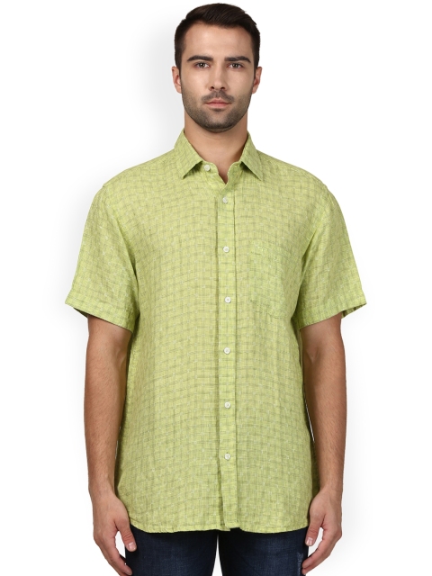 

ColorPlus Men Green Tailored Fit Checked Casual Shirt