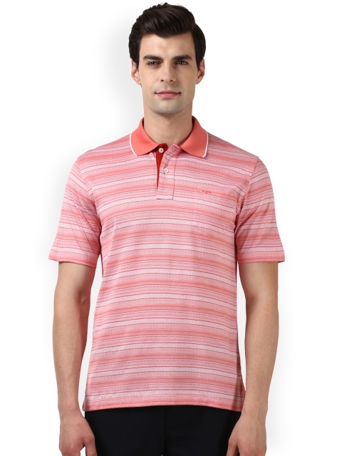 

ColorPlus Men Pink Striped Polo Collar T-shirt