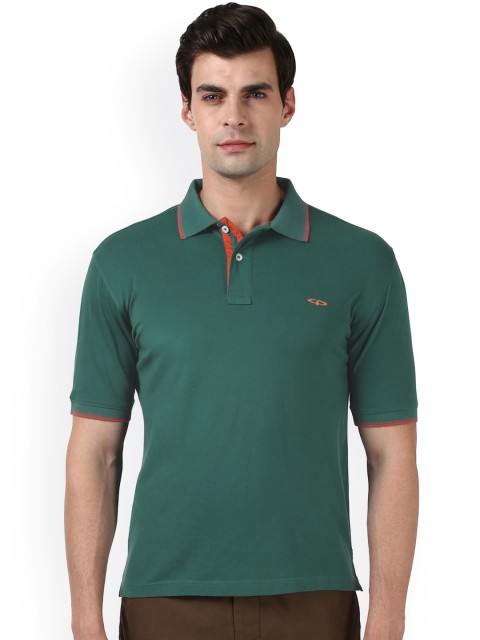 

ColorPlus Men Green Solid Polo Collar T-shirt