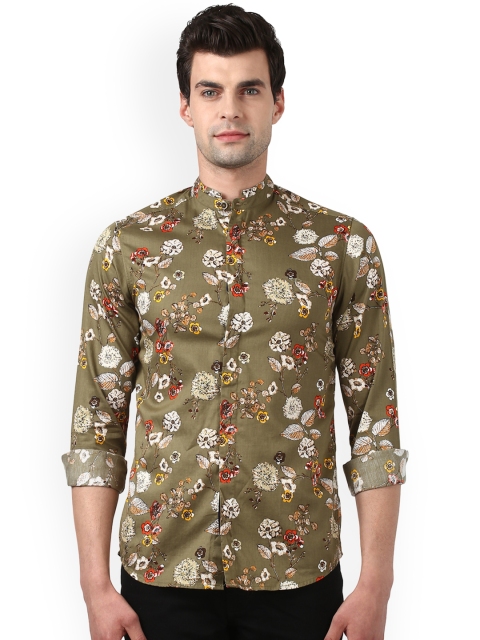 

ColorPlus Men Olive Green Regular Fit Printed Casual Shirt