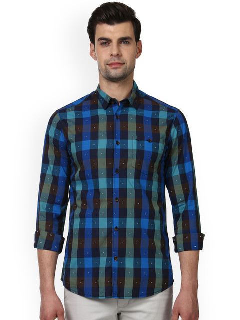 

ColorPlus Men Blue Regular Fit Checked Formal Shirt