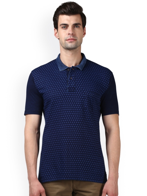 

ColorPlus Men Blue Printed Polo Collar T-shirt