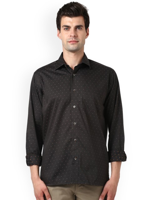 

ColorPlus Men Black Regular Fit Self Design Casual Shirt