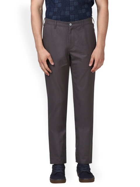 

ColorPlus Men Grey Slim Fit Solid Regular Trousers