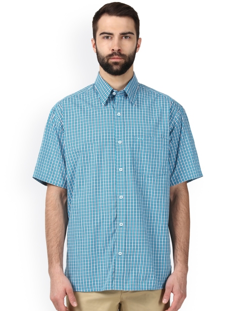 

ColorPlus Men Blue & White Regular Fit Checked Casual Shirt