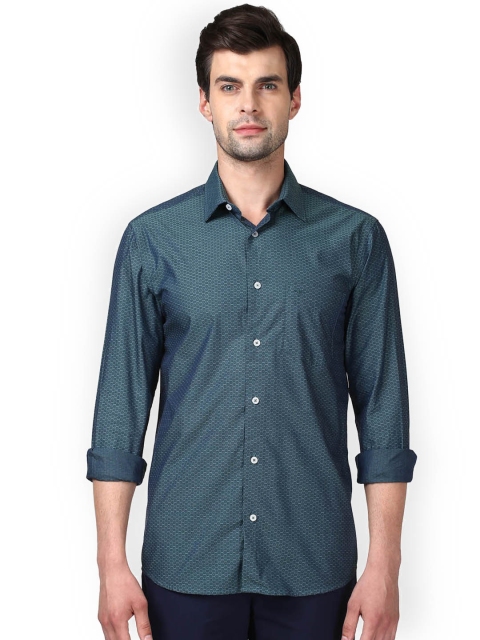

ColorPlus Men Teal Tailored Fit Printed Casual Shirt